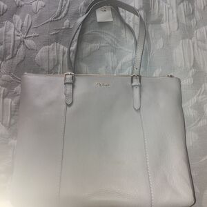 Furla Pale Gray Leather Tote Bag